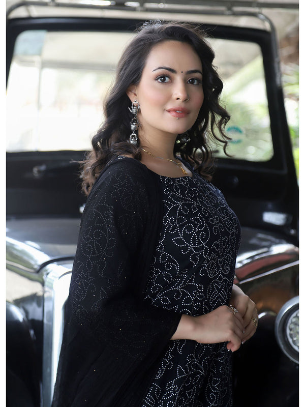 Black Bandhej Suit (Set of 3)