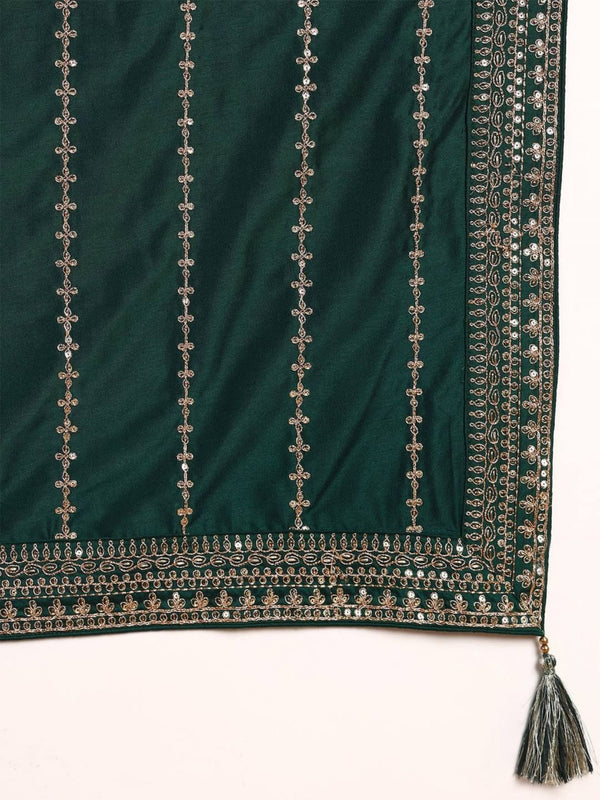 Women Silk Blend Embroidered Kurta Palazzo with Dupatta (Set of 3)