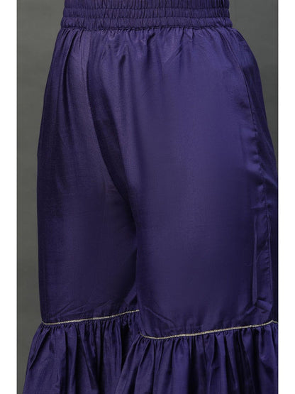 Purple Ombre Festive Short Kurta Sharara and Dupatta (Set of 3)