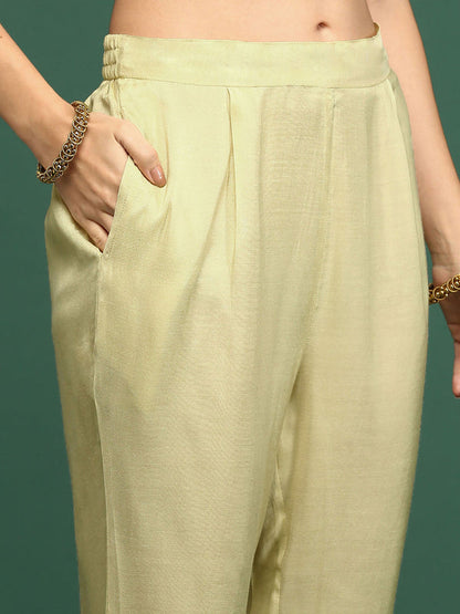 Women's Floral Sea Green Straight Kurta and Pant with Dupatta (Set of 3)