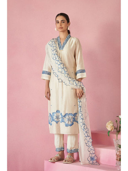 Nadira Frost Embroidered Pakistani Kurta with Pant and Dupatta (Set of 3)