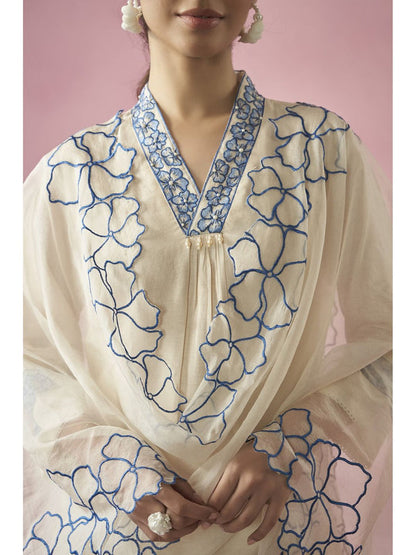 Nadira Frost Embroidered Pakistani Kurta with Pant and Dupatta (Set of 3)