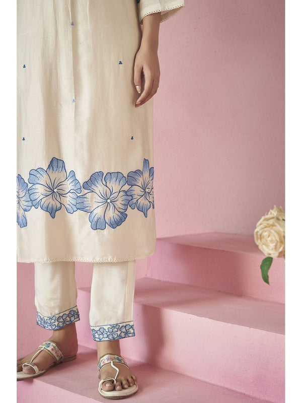 Nadira Frost Embroidered Pakistani Kurta with Pant and Dupatta (Set of 3)