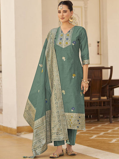 Women Regular Kurta with Trousers & With Dupatta