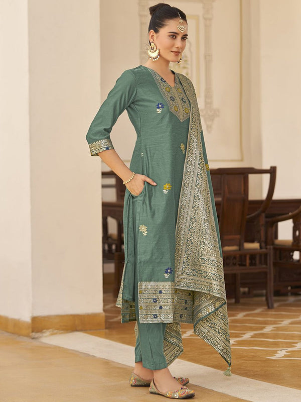 Women Regular Kurta with Trousers & With Dupatta