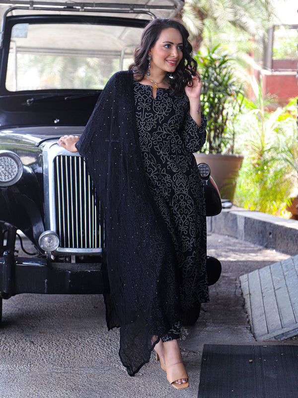 Black Bandhej Suit (Set of 3)