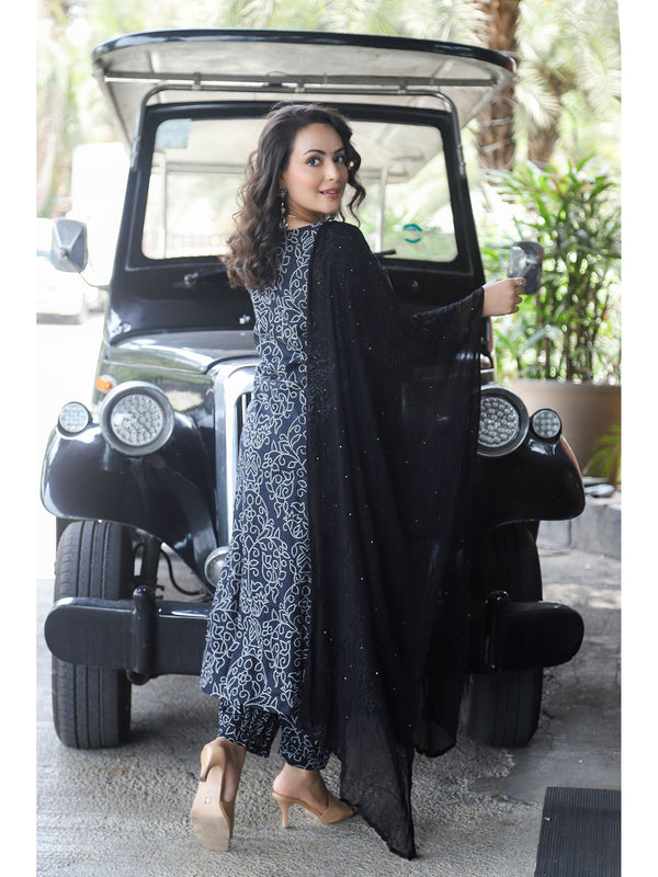 Black Bandhej Suit (Set of 3)