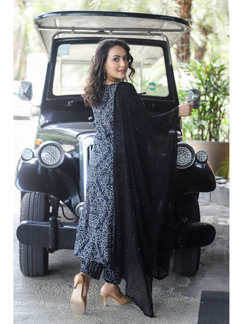 Black Bandhej Suit (Set of 3)