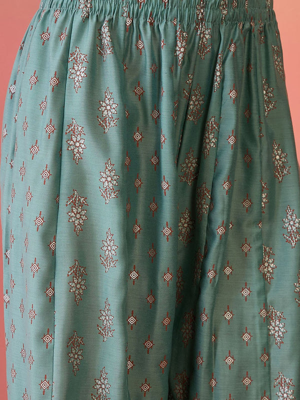 Women Embroidered Anarkali Kurta Set With Dupatta