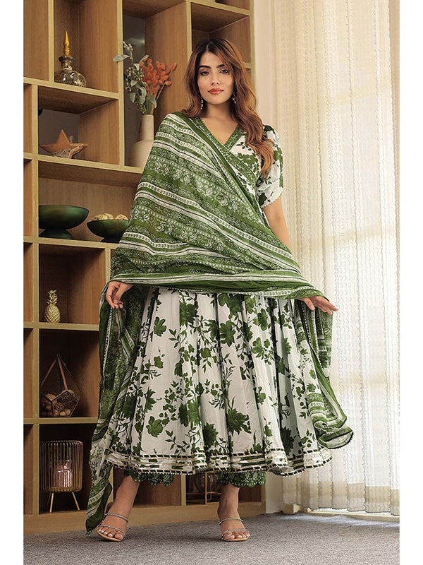Ariana Floral Print Anarkali with Pant and Dupatta (Set of 3)