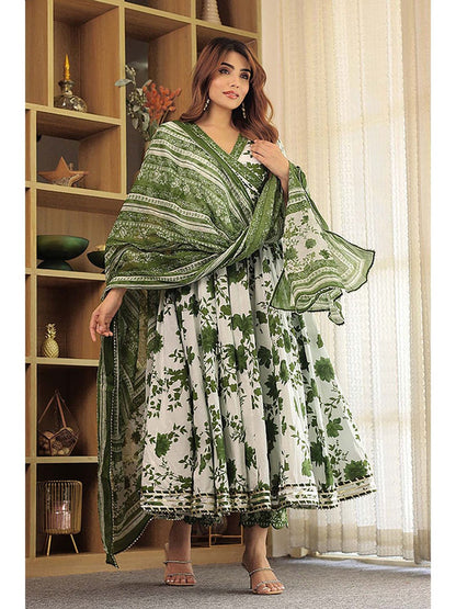 Ariana Floral Print Anarkali with Pant and Dupatta (Set of 3)