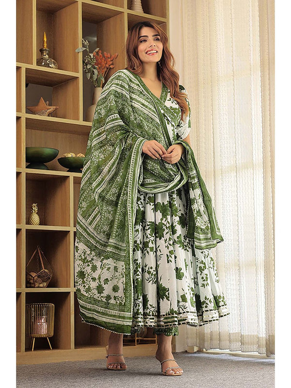 Ariana Floral Print Anarkali with Pant and Dupatta (Set of 3)
