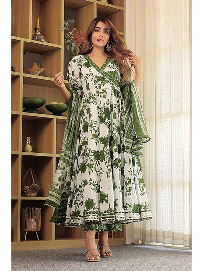 Ariana Floral Print Anarkali with Pant and Dupatta (Set of 3)