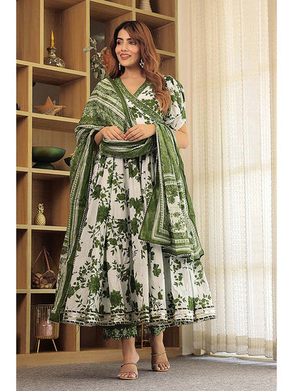 Ariana Floral Print Anarkali with Pant and Dupatta (Set of 3)