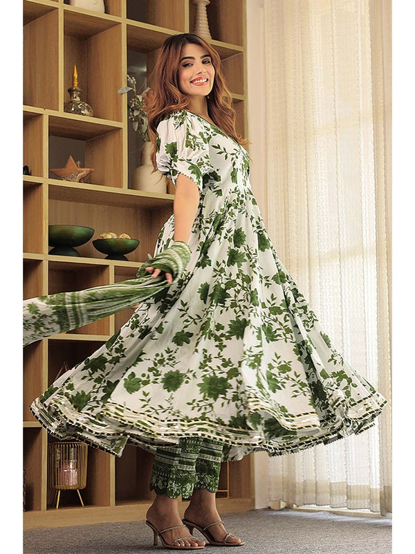 Ariana Floral Print Anarkali with Pant and Dupatta (Set of 3)