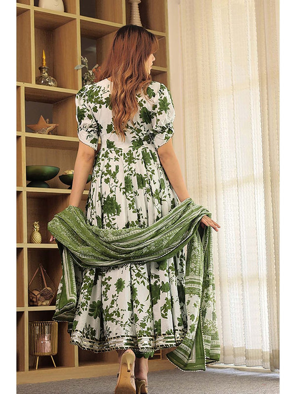 Ariana Floral Print Anarkali with Pant and Dupatta (Set of 3)