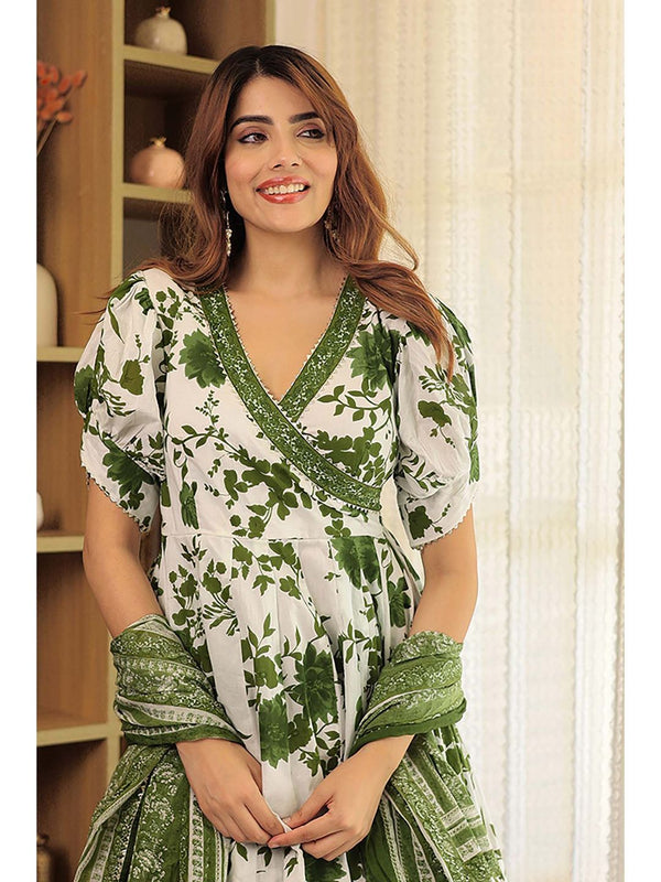 Ariana Floral Print Anarkali with Pant and Dupatta (Set of 3)