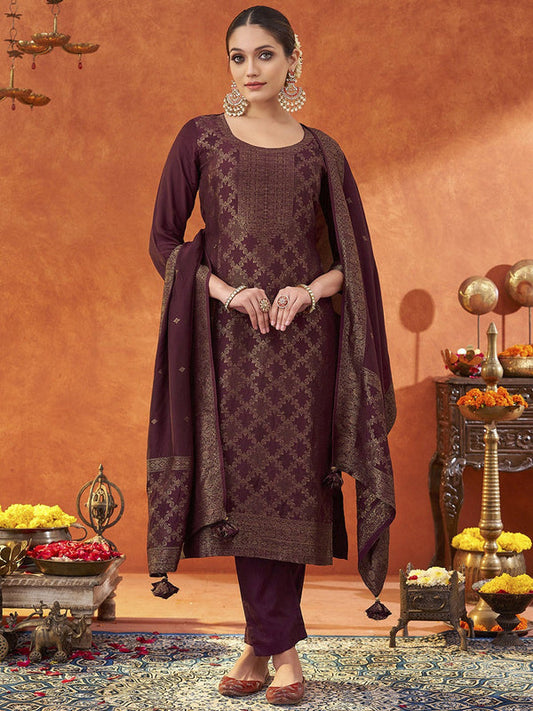 Women Regular Pure Silk Kurta with Trousers & With Dupatta