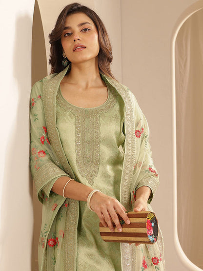 Women Ethnic Motifs Regular Kurta with Trousers & With Dupatta