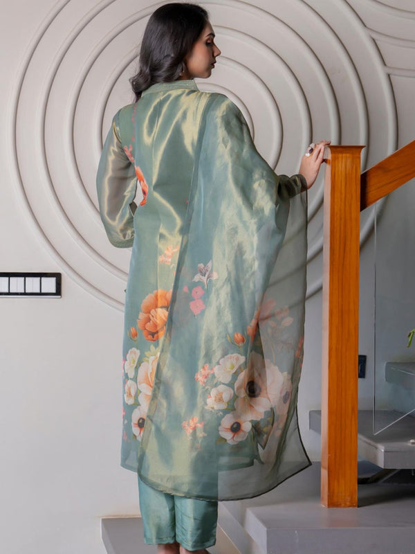 Pear Tissue Kurta with Pant & Dupatta (Set of 3)