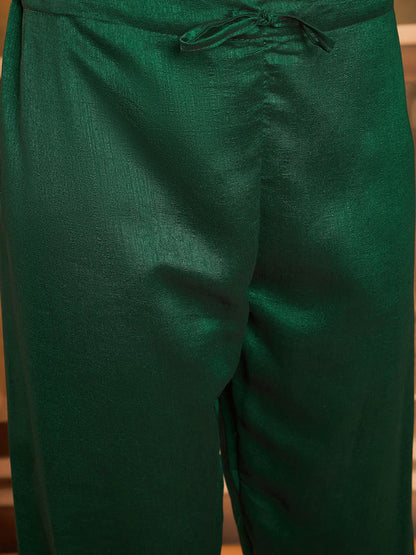 Green Silk Blend Zari Sequence Embroidered Kurta Pant & Dupatta (Set of 3)