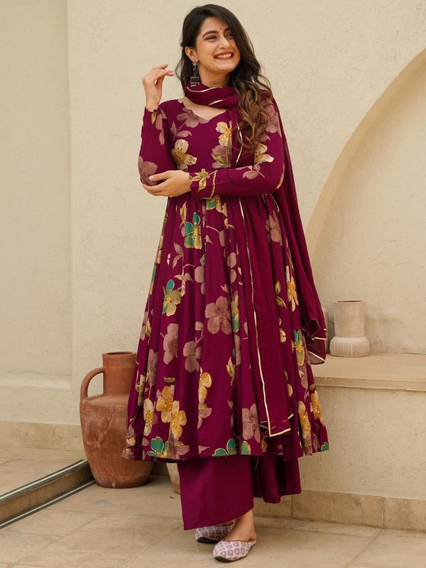 Women Printed Pure Cotton Kurta with Palazzos & With Dupatta