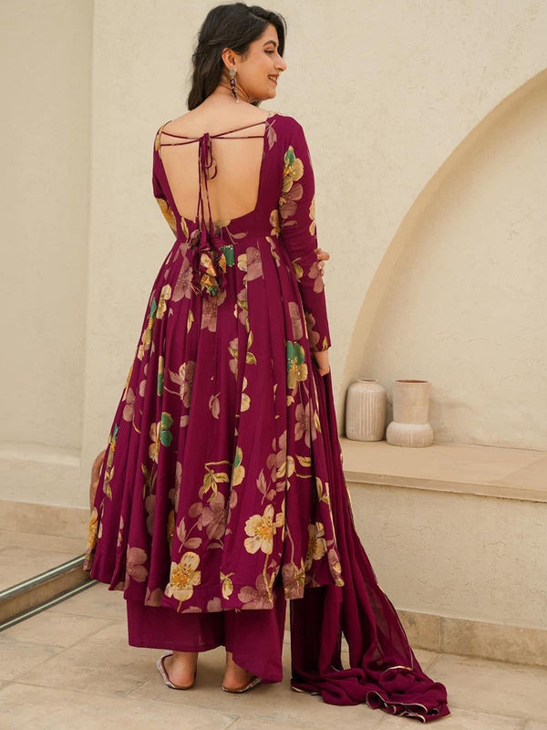 Women Printed Pure Cotton Kurta with Palazzos & With Dupatta