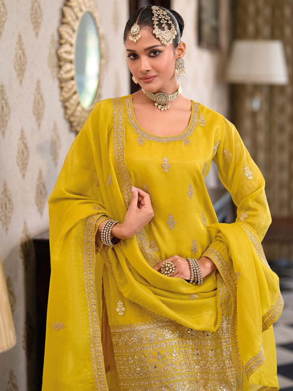 Women Ethnic Motifs Embroidered Regular Kurta with Palazzos & With Dupatta
