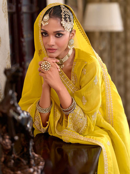 Women Ethnic Motifs Embroidered Regular Kurta with Palazzos & With Dupatta