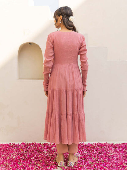 Gulabo Pink Anarkali Kurta with Pant and Dupatta (Set of 3)