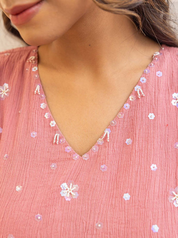 Gulabo Pink Anarkali Kurta with Pant and Dupatta (Set of 3)