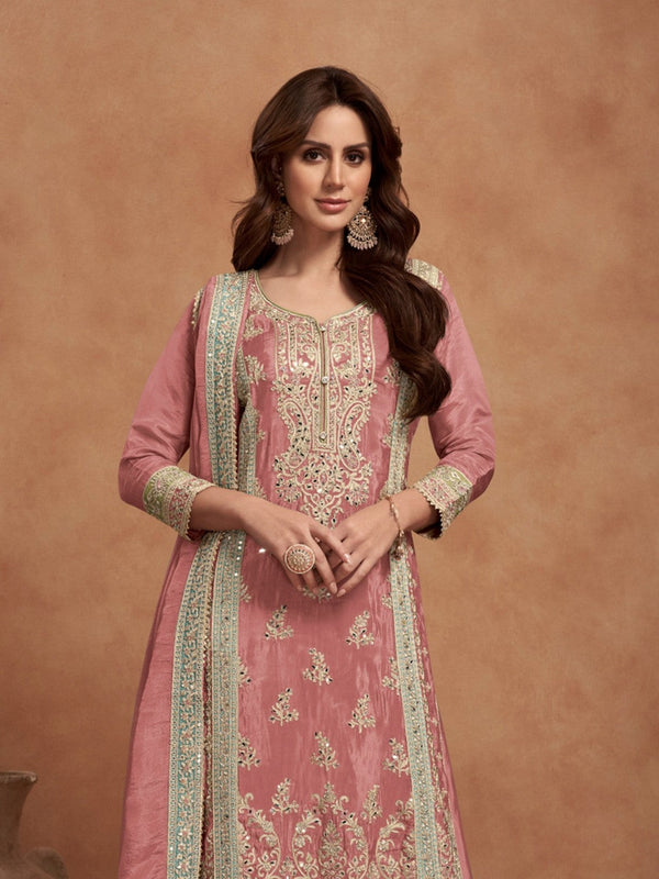 Women Floral Embroidered Empire Gotta Patti Kurta with Palazzos & With Dupatta