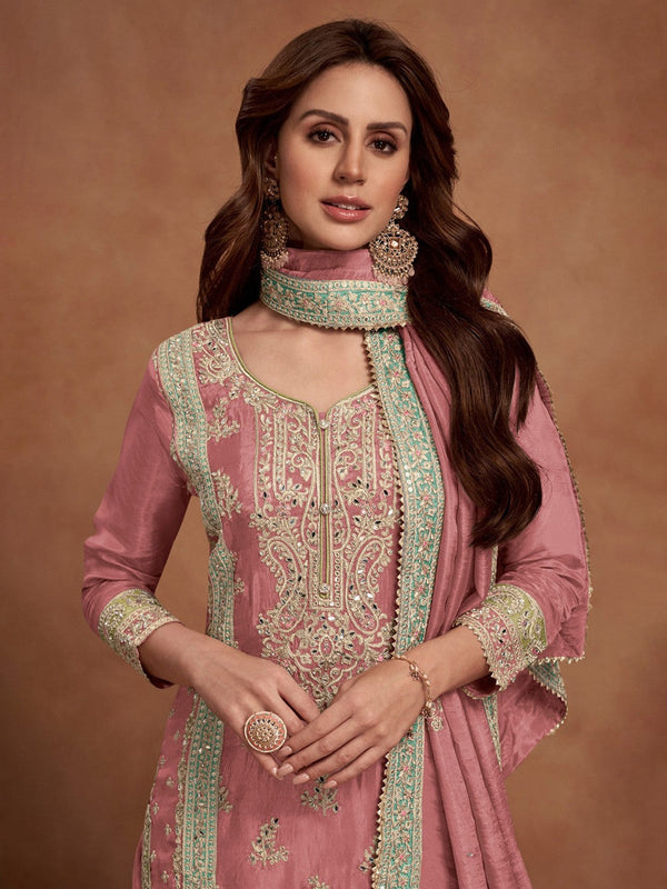 Women Floral Embroidered Empire Gotta Patti Kurta with Palazzos & With Dupatta