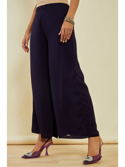 Womens Blue Georgette Sequins Kurta with Palazzo and Dupatta (Set of 3)